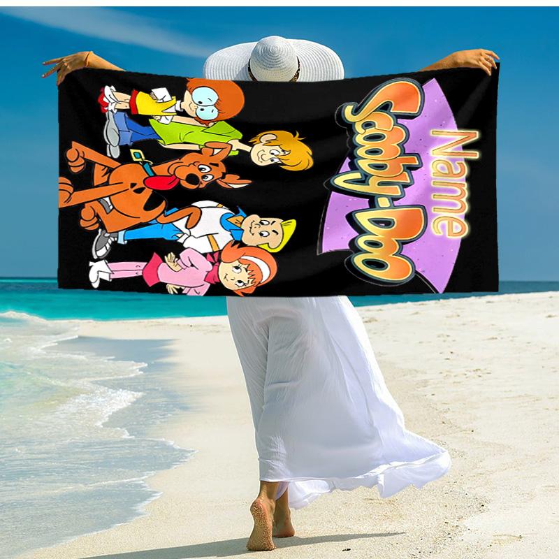 Personalized customized proof beach towel with Scooby-Doo pattern - soft, absorbent,quick-drying,perfect swimming,camping&bathing