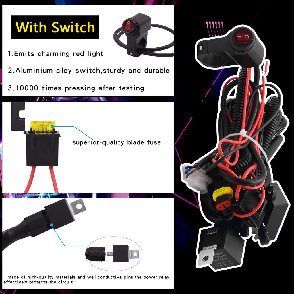 2Pcs Motorcycle LED Headlights 12V 60W 4000LM LED Motorbike Beam Headlamp Moto Spot Head Light Auxiliary Lamp DRL with Switch