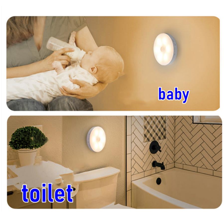 Motion Sensor LED Night Light With Switch Bedroom Lamp USB Rechargeable Energy-saving Automatic Wall-Mounted Body Induction Lamp