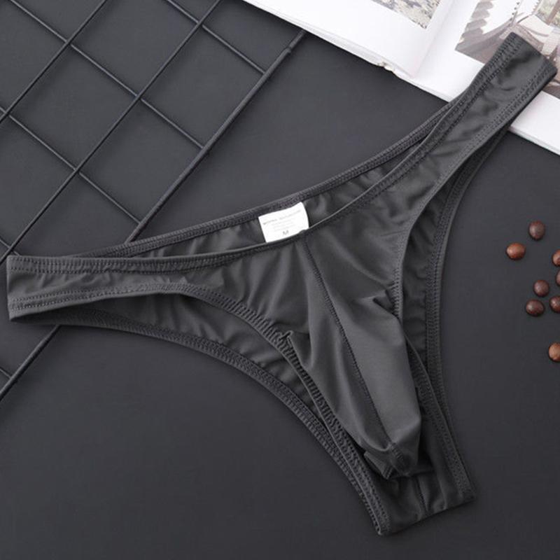 Men Briefs Breathable Thong Pouch Underwear G-String Low-Rise Transparent Panties Ultra-Soft