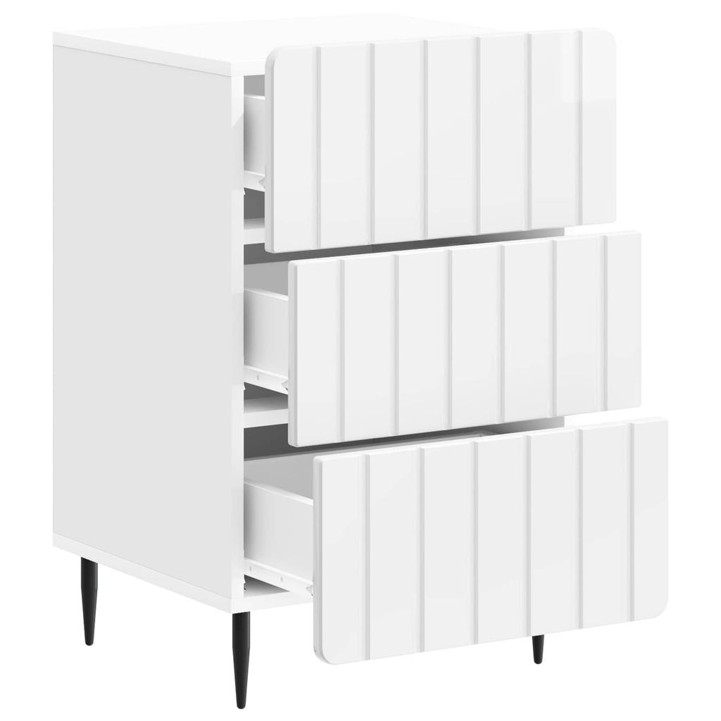 Nightstand High Gloss White 43 x 41 x 68 cm Engineered Wood