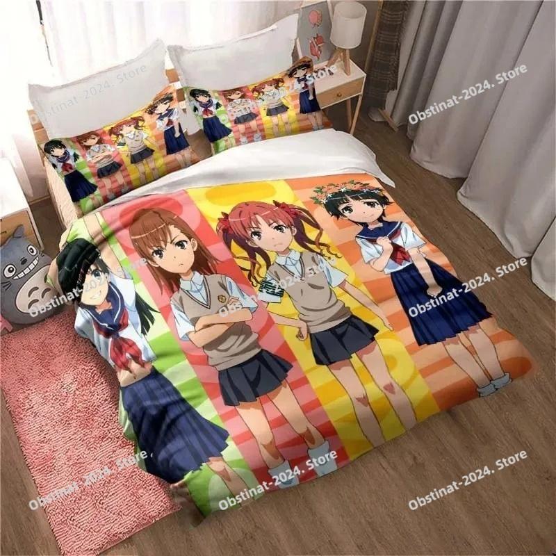 3D Print A Certain Scientific Railgun Sheets Bedding Set Duvet Cover Sheet Pillowcase Bed Soft Quilt Cover Full Queen King Size