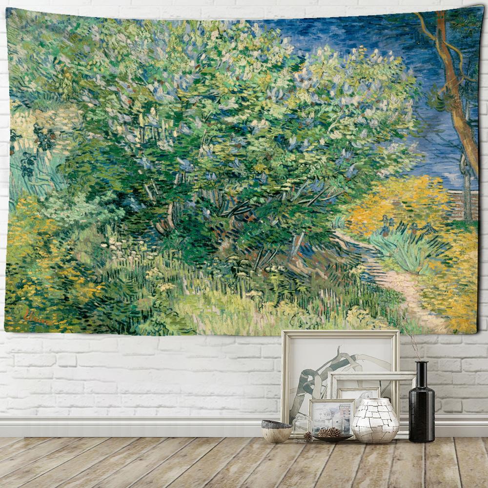 Wheat Field Cypress Tapestry Van Gogh Scenery Living Room Home Background Hanging Cloth Wall Decoration