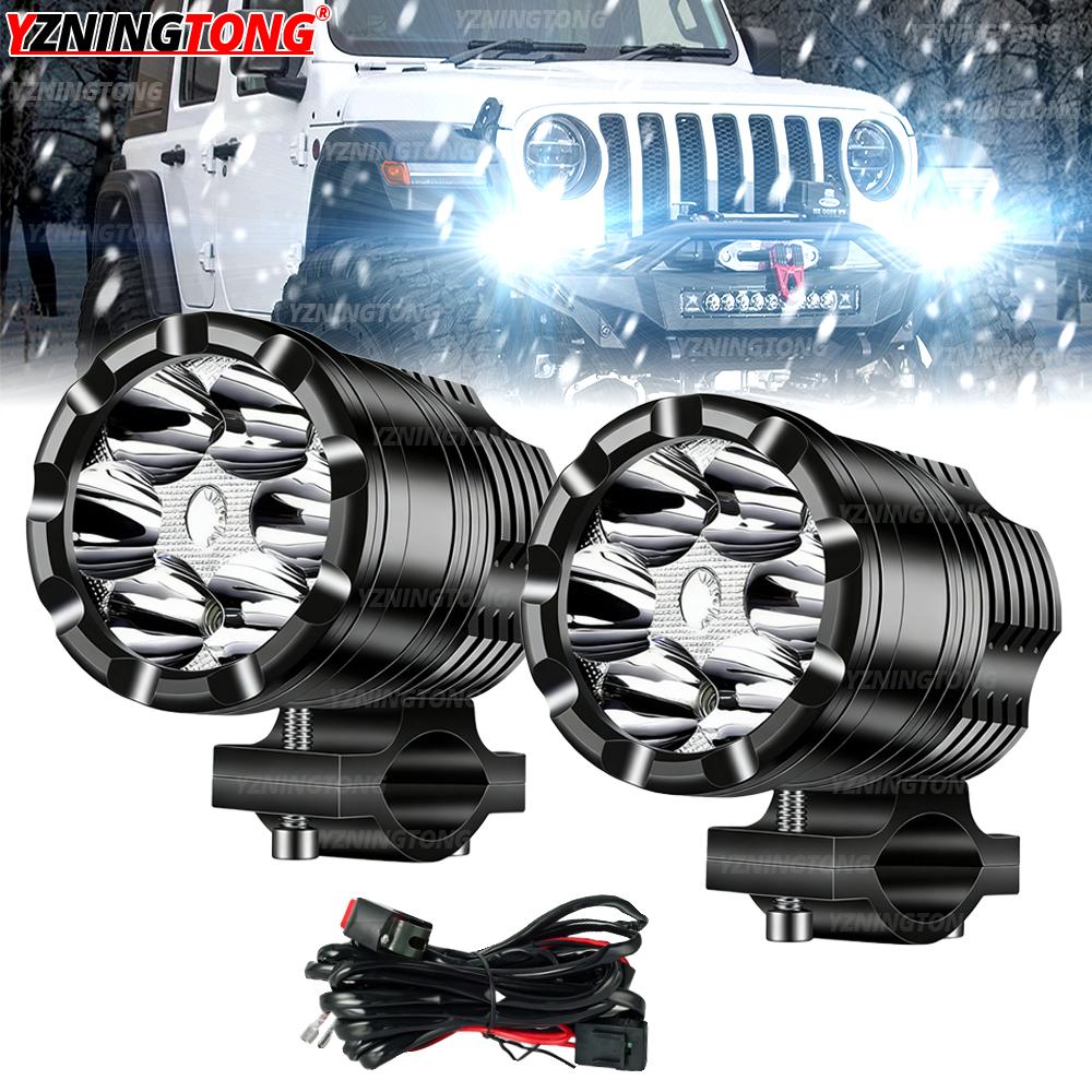6 Led Chips Additional strobe LED Spotlight for Motorcycle 200W Motocross Flash led Headlights Fog Light for car ATV UTV 12V 24V