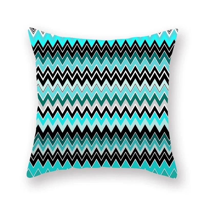Abstract Geometric Pillowcase Flowers Leaves Teal Sofa Car Bedroom Home Decor Pillow Cushion Cover