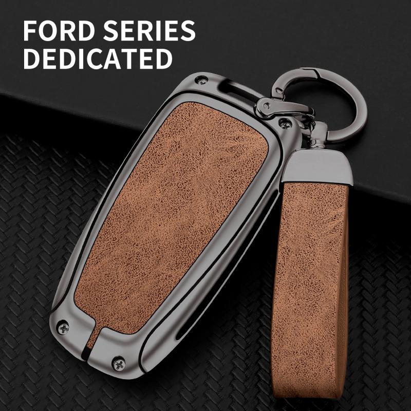 NEW Zinc Alloy Leather Car Key Case Cover Protector Shell for Ford Raptor F150 Explorer Mustang Fusion Escape F250 F350 RAPTOR