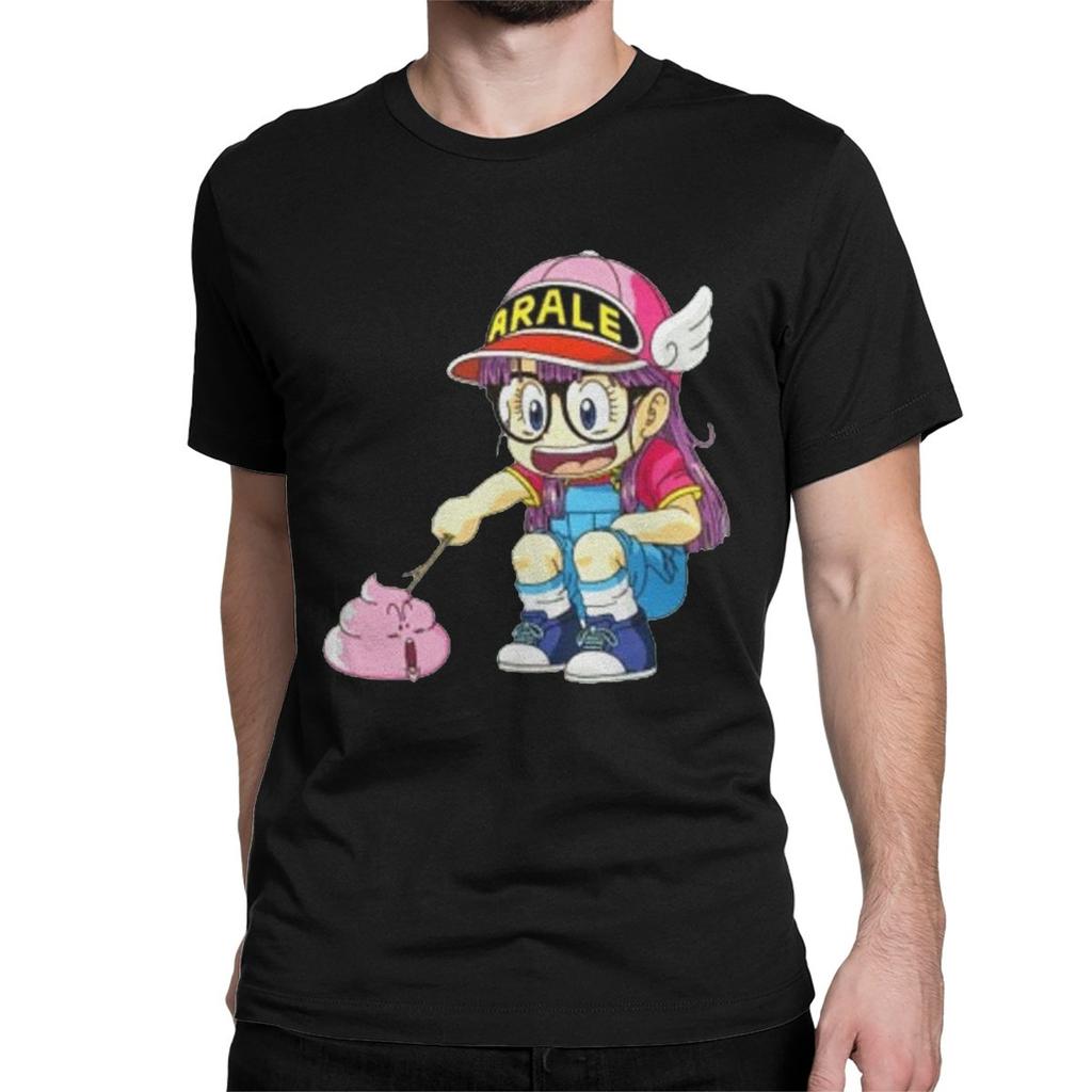 Arale Poking Poop Dr Slump T Shirts Men Women's Cotton Vintage T-Shirt Unchi-kun Anime Tee Shirt Short Sleeve Graphic Printed