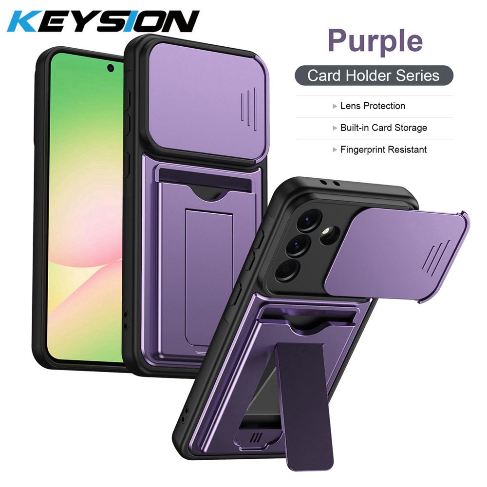 KEYSION Porte-cartes Sac Étui pour Téléphone pour Samsung Galaxy A57 5G A37 A27 A17 5G Protection Coulissante pour Appareil Photo Support Coque antichoc