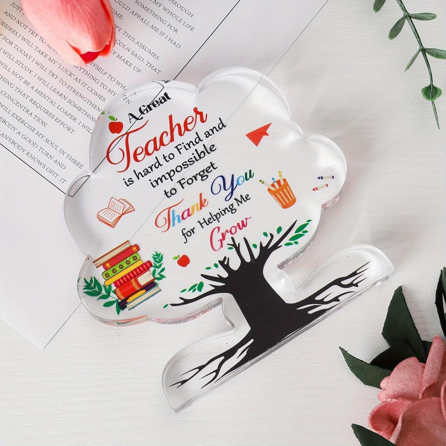 

Кристалічна плакета-дерево для вдячності вчителю - Надихаючий подарунок-подяка, Сучасний настільний декор з дизайном книг, олівців та яблука, Для дитячих кімнат, Домашнього де 10*10cm