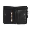 Doubles Bifold Wallet with Deep Bill Matte Python Leather and Italian Cowhide Leather KSK-7052 Compartment, L-Shaped Zipper, (Black)