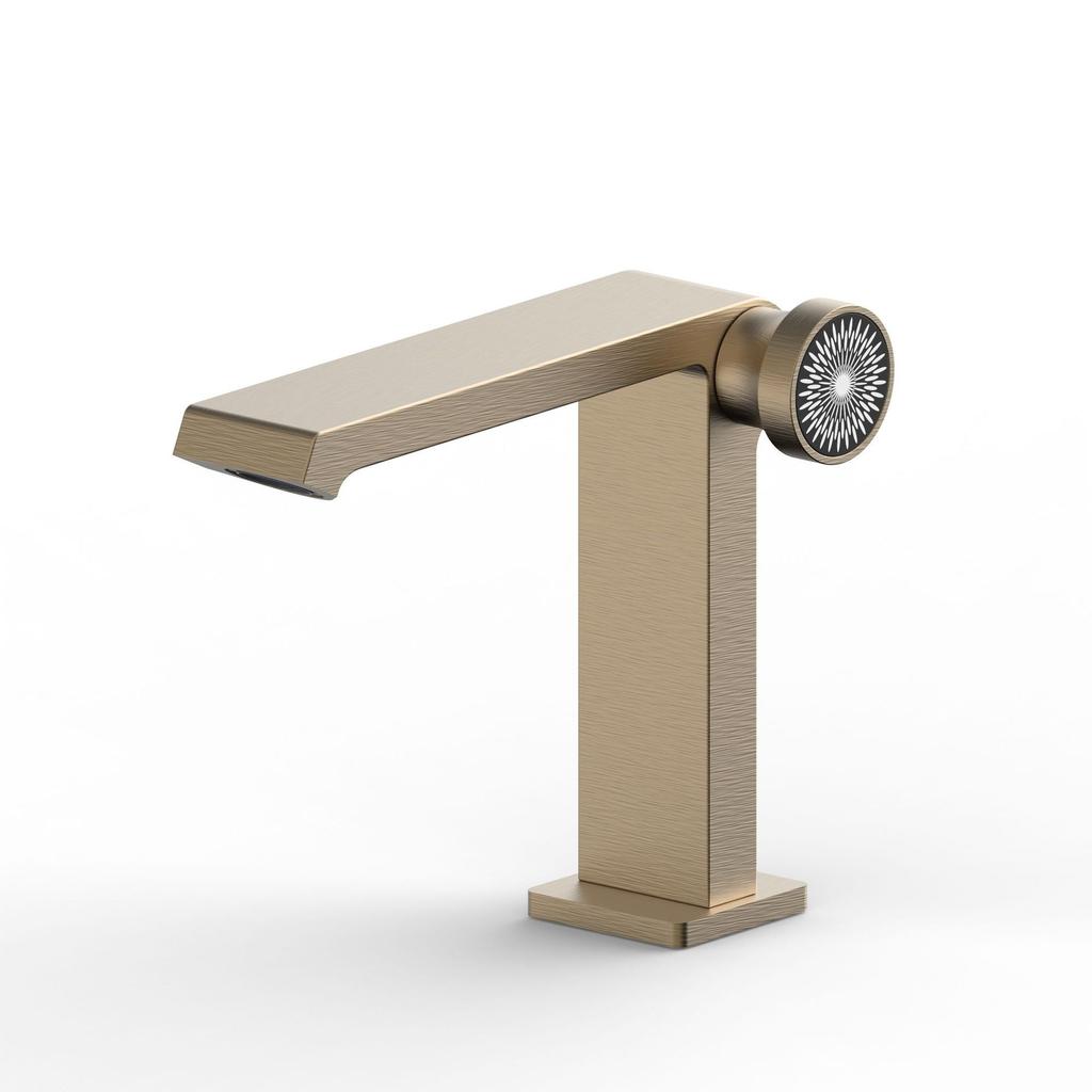 Tuqiu New Brushed Gold Bathroom Faucet Black Basin Faucet Brass Sink Mixer Cold & Hot Gray Lavotory Faucet Water Mixer Sink Tap
