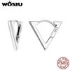 WOSTU 925 Sterling Silver Simple Triangle Earrings For Women Euro Simple Geometric Style Ear Clips Wedding Party Jewelry Gift2