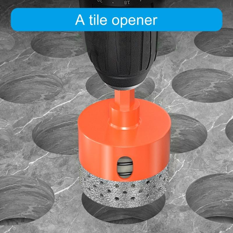 Hole Saw, Ankoow 20-65mm Hole Saw Tooth Cutting Opener Drill Bit Hexagonal Shank for Marble Ceramic Tile