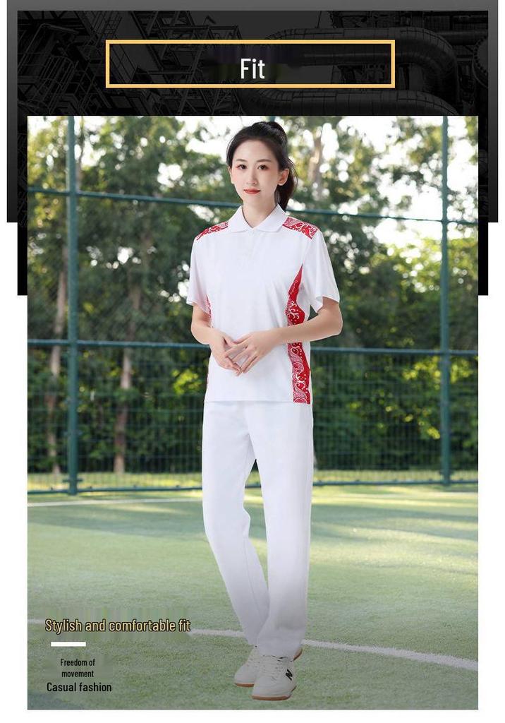 Unisex Digital Print Polo Shirt & Long Pants Set - Summer Sports Casual Wear