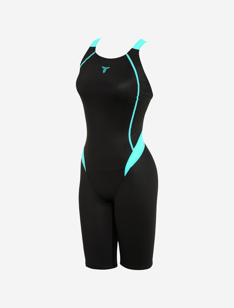 Toneidoseupocheu Simple Line Black Mint Women'S Indoor Half-Body Swimsuit