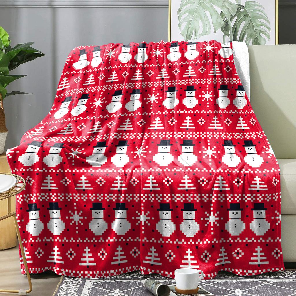 Green Christmas Winter Blanket Cover Christmas Tree Patchwork Pattern Decor Flannel Blankets Bed Bedspreads Cover Knee Blankets Pad