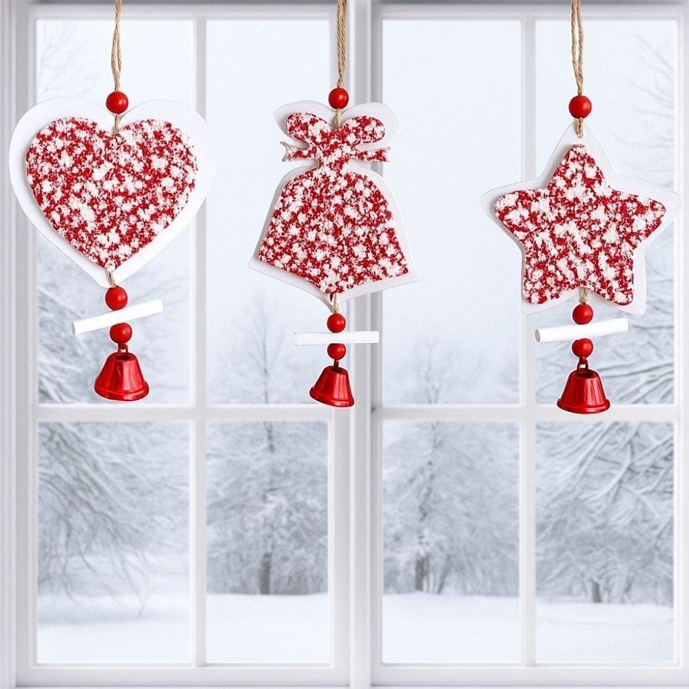 Wood Xmas Tree Star Ornaments Decorative Christmas Hanging Pendants  Outdoor Decor