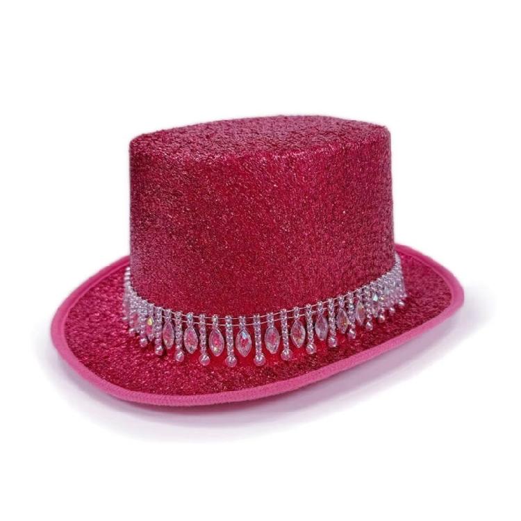 Eye Catching Rhinestones Tall Hat Cosplay Hat Stage Show Hat Halloween Costume Ceremony Hat Evening Party Magicians Hat