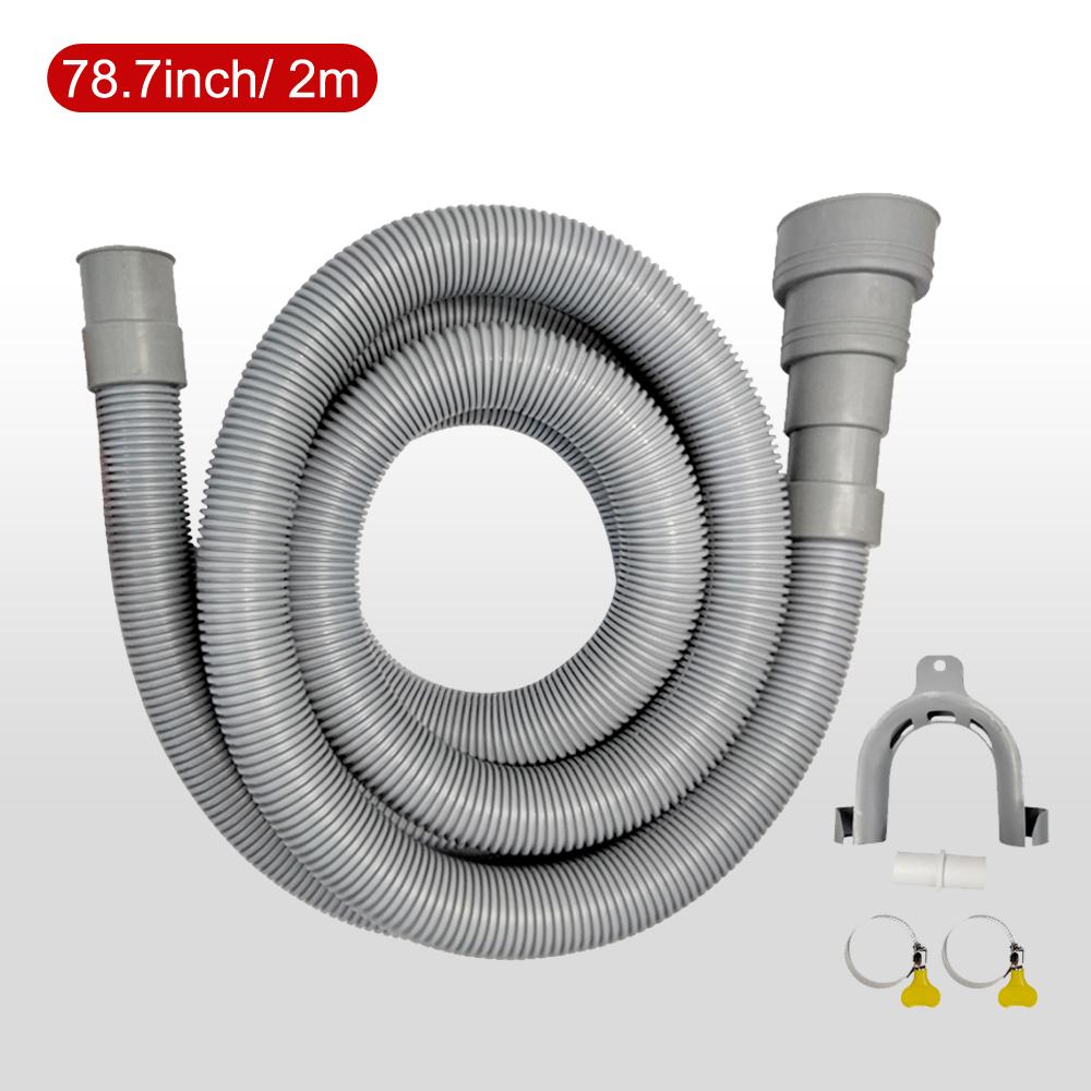 1pc Washing Machine And Dishwasher Drain Pipe Kit, Including Flexible Corrugated Pipe, Extension Adapter And Hose Clamp Outlet Hose-2M