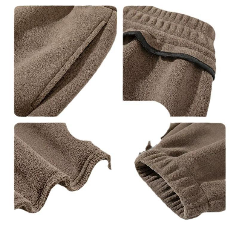 Ristefleece Fortykket Varm Utendørs Vindtett Bukse for Høst og Vinter Herre Sport Pluss Størrelse Ankelknytt Varm Sanitærbukse