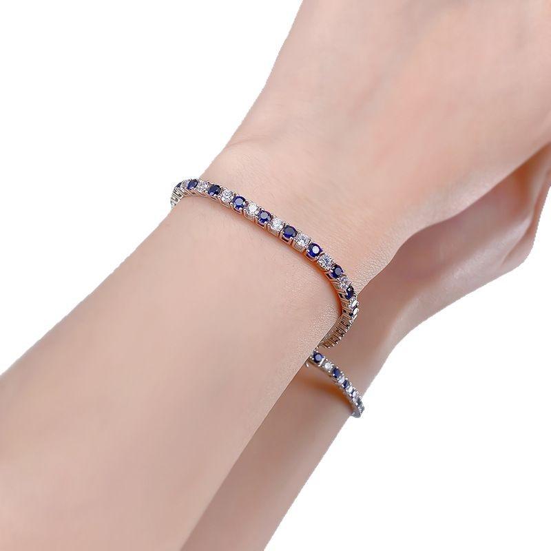 Pure Bracelet With Royal Blue Full Diamond Bracelet Mingyuan Style