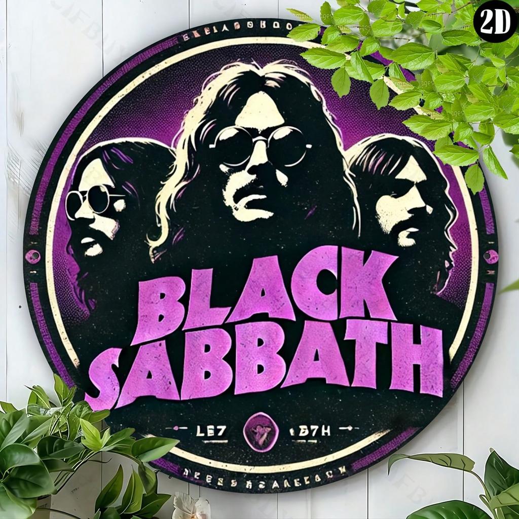 Black Sabbath 8x8 Inch Round Heavy Metal Tin Sign Wall Art Decor Gift for Home Bar Cafe Indoor Outdoor
