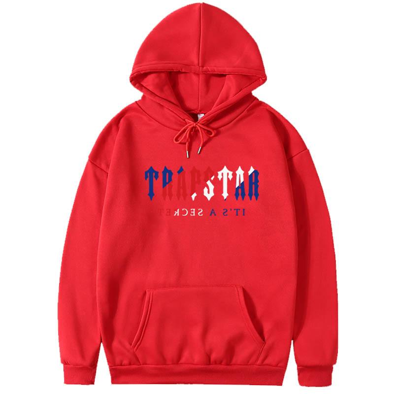 Cross-border Trapstar Alphabet Casual Street Youth Cotton Red and Black Printed Fleece Sweatshirt Sweatpants