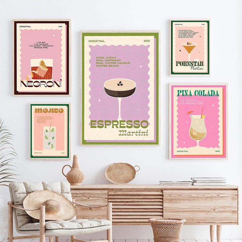 Cocktail Mojito Juice Drink Poster Bar Vintage Wall Painting Nordic Poster and Print Living Room Decorative Wall Picture Cuadros