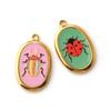2PCs Creative 304 Stainless Steel Insect Charms For Jewelry Making 18K Gold Plated Oval Ladybug Necklace Pendant 28mm X 17.5mm