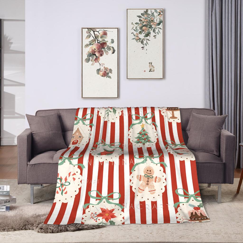 New Year Plaid & Pattern Flannel Blanket Winter Super Warm Bedding Throws for Kids Bedroom Street Trend Bedspread Sofa Bed Cover