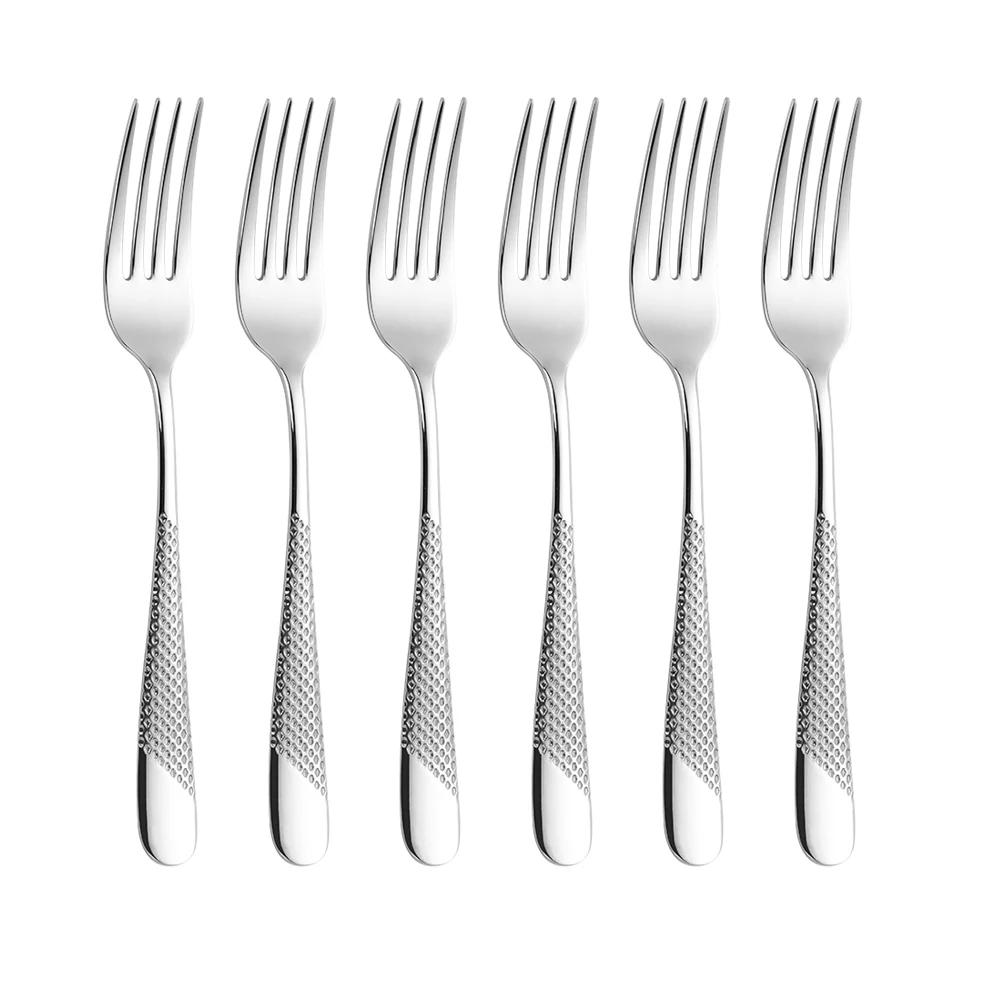 8 Inch Forks Set of 6 Stainless Steel Table Cake Forks High-Gloss Polished Cutlery Set Inox Flatware Dishwasher Safe серебряный