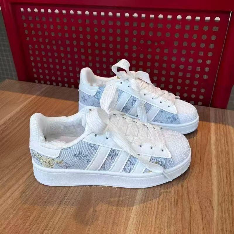 Shell head black women's casual board shoes three bars couple shoes versatile Kamata sneakers reflective shell women's shoes