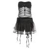 European and American style summer new women's clothing solid color slim-fit chest-wrapping vest fashionable high-waisted skirt set