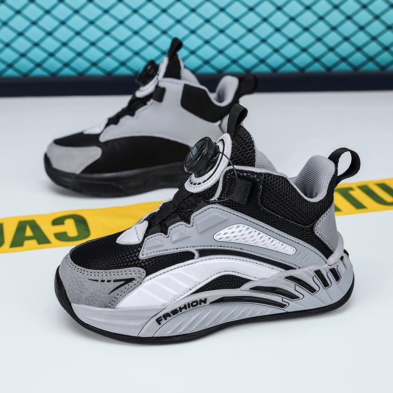 Boys 2025 Autumn and Winter New Leather Waterproof Button Shoes Medium and Large Children Non-slip Students Versatile Girls Sports Shoes