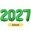 2027 Number Foil Balloons 16/32 Inch Multicolor Floatable Decor for New Year Christmas Graduation Party