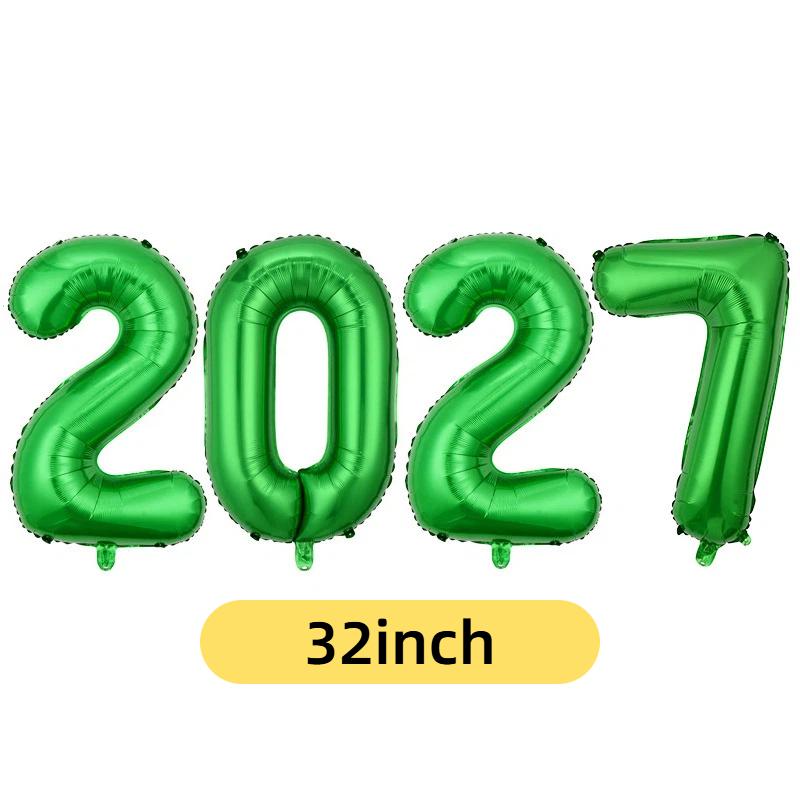 2027 Number Foil Balloons 16/32 Inch Multicolor Floatable Decor for New Year Christmas Graduation Party