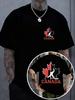 Unisex T-shirt Canadian Hockey T-Shirt, Maple Leaf Pattern Casual Short Sleeve,  210g, Double-Sided Print, Fron