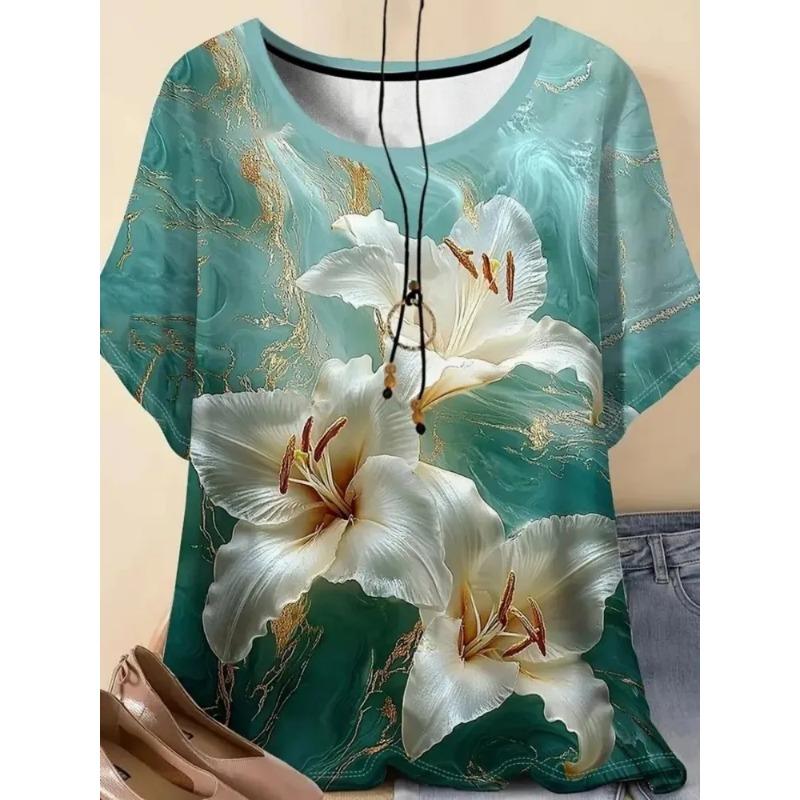 Sommer bedrucktes Damen Oberteil Modetrend Lässiges T-Shirt
