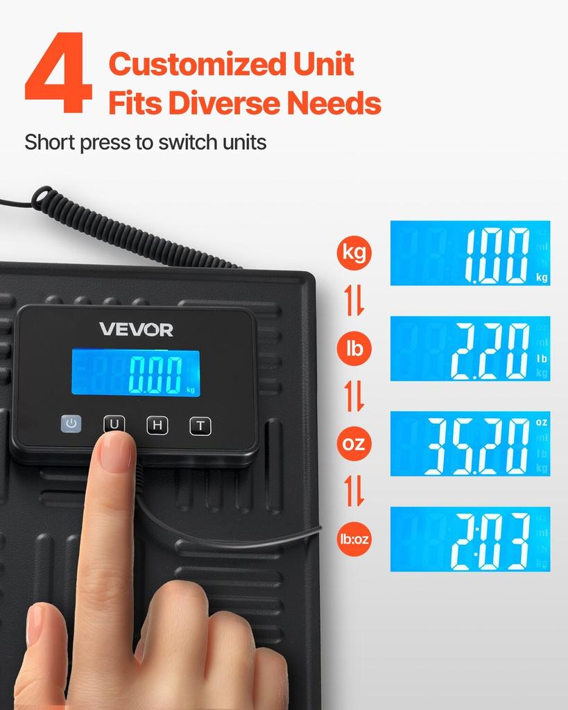 Digital Postal Scale, 20 g/100 g Dual Accuracy, 300 kg Commercial Weight Scale with Hold/Tare Function & LCD Display, Fit for Packages, Postage,