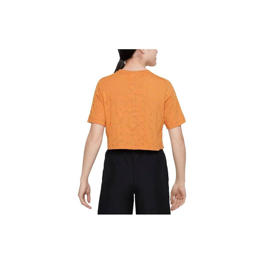 Nike Dri-FIT One All-Over Print Crew Neck Short Sleeve T-Shirt Kids Tops Orange FB1098-815