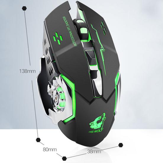 Free Wolf X8 Silent 2,4 GHz 2400 DPI 6 Tasten Kabellose optische Maus USB-Empfänger
