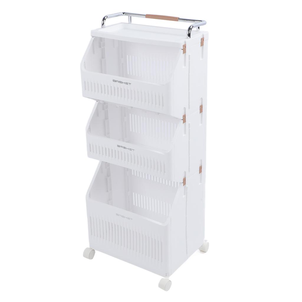 Rolling Storage Cart Multifunction Utility Rolling Storage Organizer Folding Laundry Basket with 4