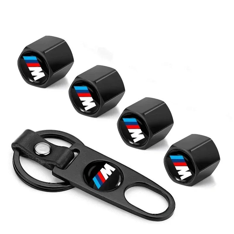 -Car Styling Keychain Key Ring with Auto Tire Valve Caps For BMW M Performance F15 E46 E70 E71 E91 E92 E93 F20 F15 F13 M3 E34 X5 EJ3