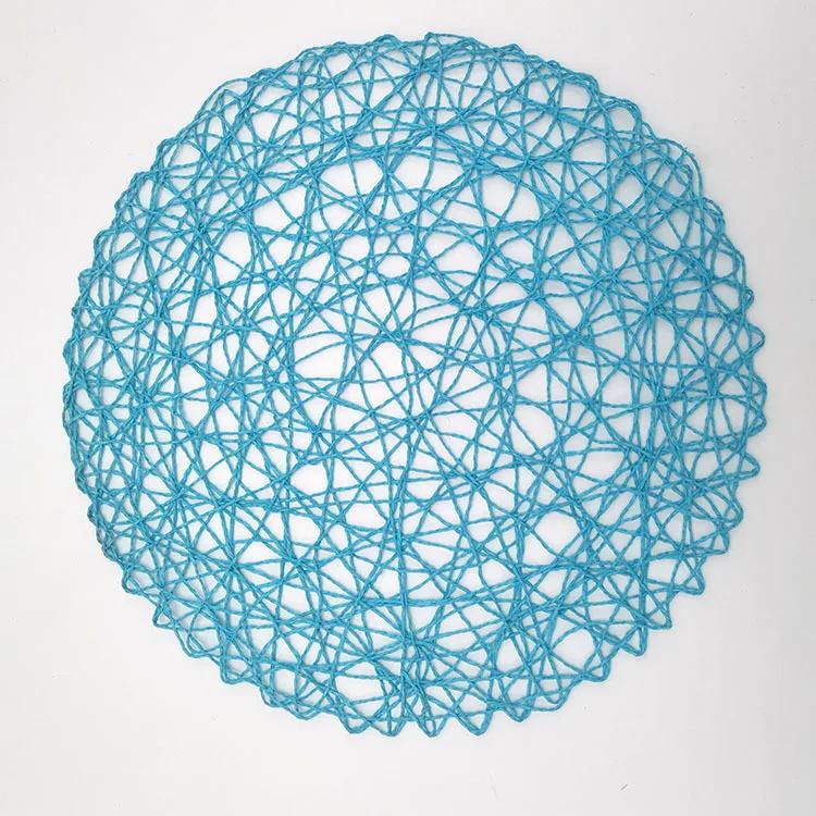 Round Paper Woven Placemats Wood Heat Resistant Rattan Brown Paper Straw for Dining Party Wedding