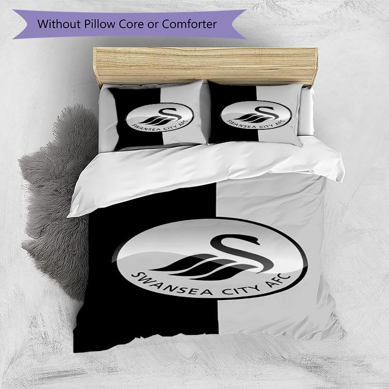 Set Copripiumino con Stampa Swansea City A.F.C. – include 1 copripiumino e 2 federe coordinate Arredo camera da letto Regali di Natale