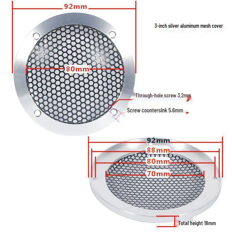 1.5-6.5 inch Car Speaker Aluminum Mesh Cover - A-pillar Protective Decorative Frame