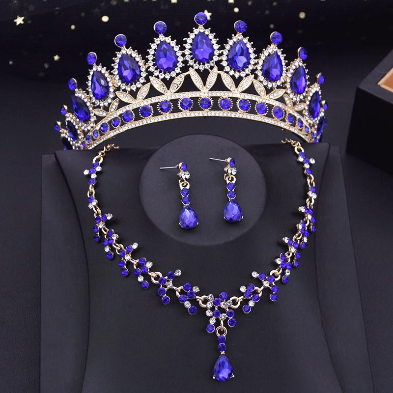 Princess Bridal Tiaras Jewelry Sets for Women Crown and Earring Necklace Set Birthday Party Wedding Jewelry Bride Accessories