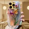 Glossy Metallic Flower Electroplated Golden Phone Case For iPhone 17 16 15 14 13 12 11 Pro Max Plus 16E 17Air 7 8 X Glass Cover