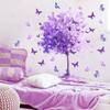 Dreamy Purple Tree Butterfly Wall Sticker Self Adhesive for Home Decor Bedroom Living Room Wardrobe Dorm