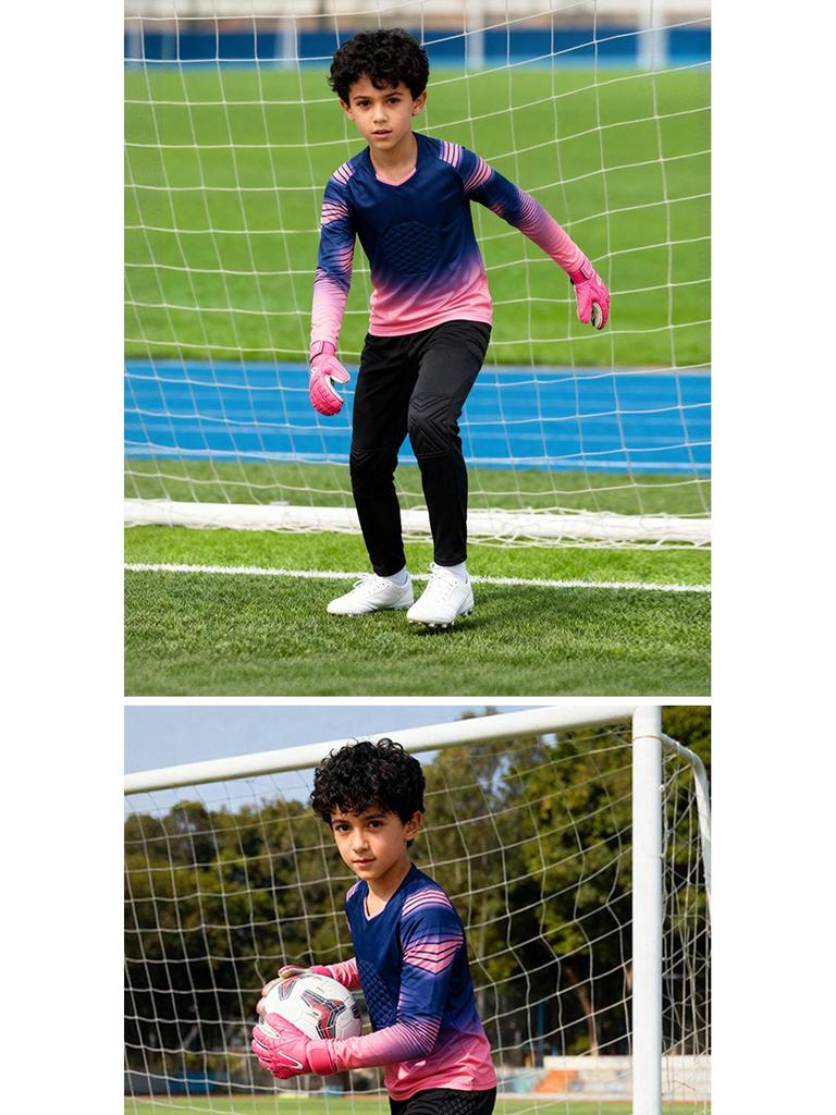 Kids' Long-Sleeve Goalkeeper Uniform with Chest Protection for Football Training
